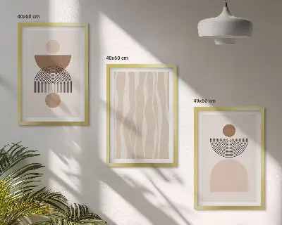 Billedvæg abstrakte former i brune og beige nuancer