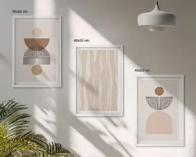 Billedvæg abstrakte former i brune og beige nuancer