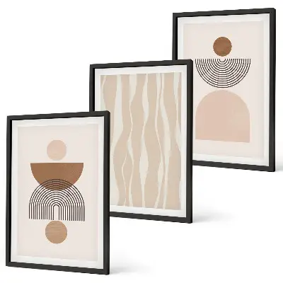 Billedvæg abstrakte former i brune og beige nuancer