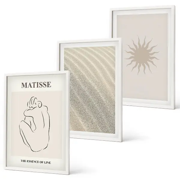Billedvæg med sandlinje sol minimalistisk