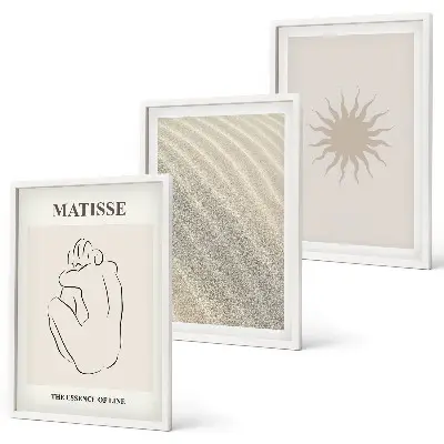 Billedvæg med sandlinje sol minimalistisk