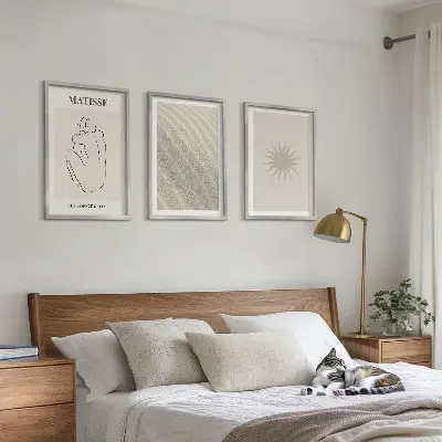 Billedvæg med sandlinje sol minimalistisk