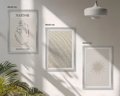 Billedvæg med sandlinje sol minimalistisk