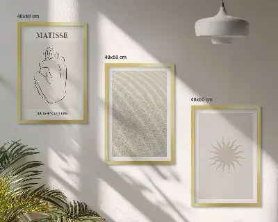 Billedvæg med sandlinje sol minimalistisk