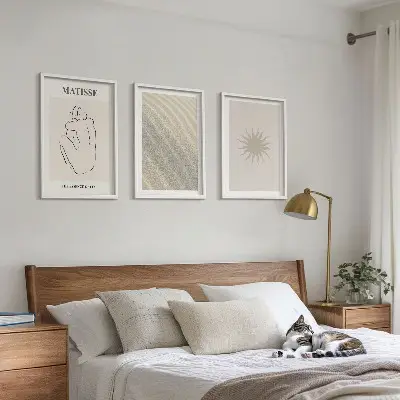 Billedvæg med sandlinje sol minimalistisk