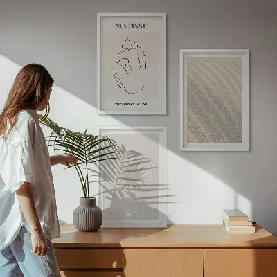 Billedvæg med sandlinje sol minimalistisk