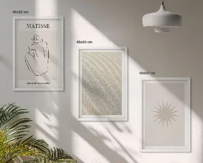 Billedvæg med sandlinje sol minimalistisk
