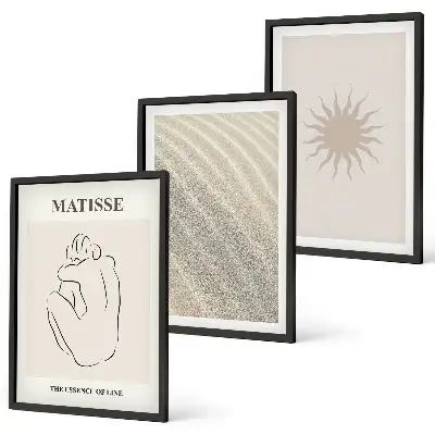 Billedvæg med sandlinje sol minimalistisk