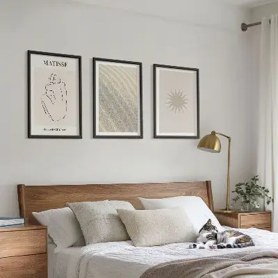 Billedvæg med sandlinje sol minimalistisk