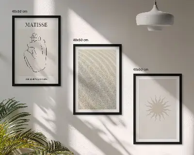 Billedvæg med sandlinje sol minimalistisk