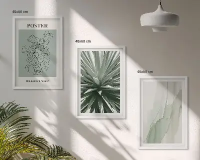 Plantemønstre i grønt triptykon billeder med ramme