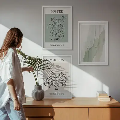 Billedsæt til soveværelset motiver af blomster i en moderne vase