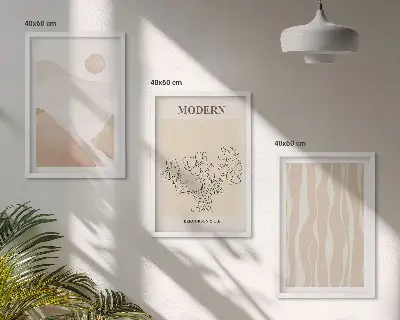 Billedvæg med abstrakte former inspiration med farver