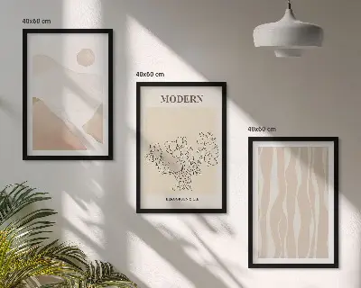 Billedvæg med abstrakte former inspiration med farver