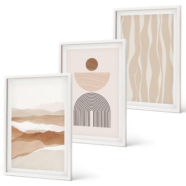 Triptykon billeder med ramme Abstrakt landskabsgeometri