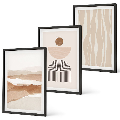 Triptykon billeder med ramme Abstrakt landskabsgeometri