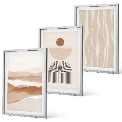 Triptykon billeder med ramme Abstrakt landskabsgeometri
