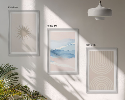 Billedvæg inspiration Solbølger abstrakte linjer pastel