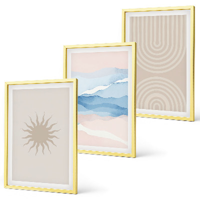 Billedvæg inspiration Solbølger abstrakte linjer pastel