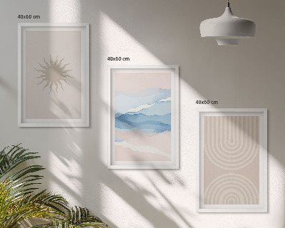 Billedvæg inspiration Solbølger abstrakte linjer pastel