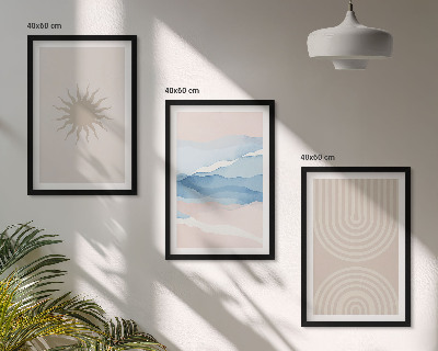 Billedvæg inspiration Solbølger abstrakte linjer pastel