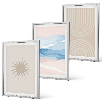 Billedvæg inspiration Solbølger abstrakte linjer pastel