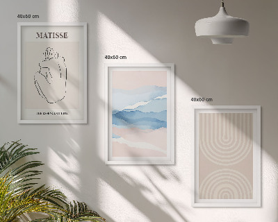 Triptykon billeder med ramme Linjer, bølger, pastel minimalisme