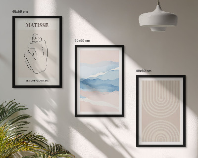 Triptykon billeder med ramme Linjer, bølger, pastel minimalisme