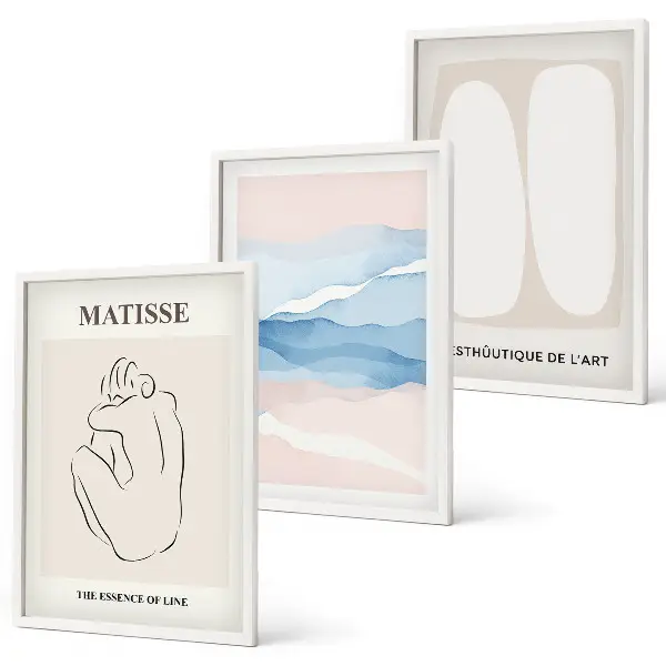 Billedsæt til soveværelset med abstrakte Matisse-former