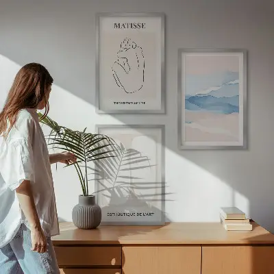 Billedsæt til soveværelset med abstrakte Matisse-former