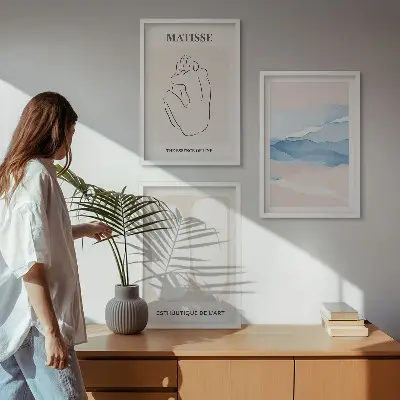 Billedsæt til soveværelset med abstrakte Matisse-former