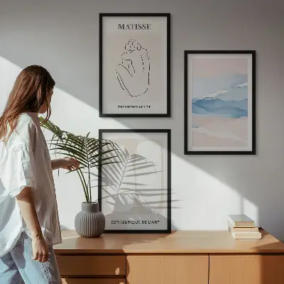 Billedsæt til soveværelset med abstrakte Matisse-former