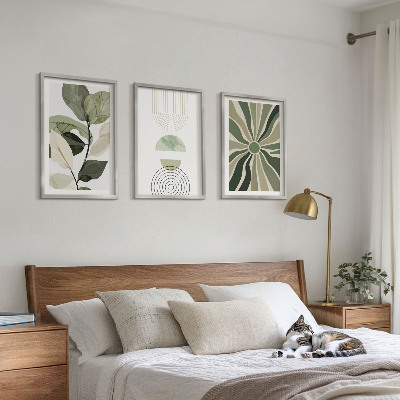 Billedvæg inspiration Plantemotiver, geometri, grønt