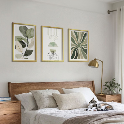Billedvæg inspiration Plantemotiver, geometri, grønt