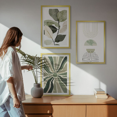 Billedvæg inspiration Plantemotiver, geometri, grønt