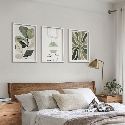Billedvæg inspiration Plantemotiver, geometri, grønt