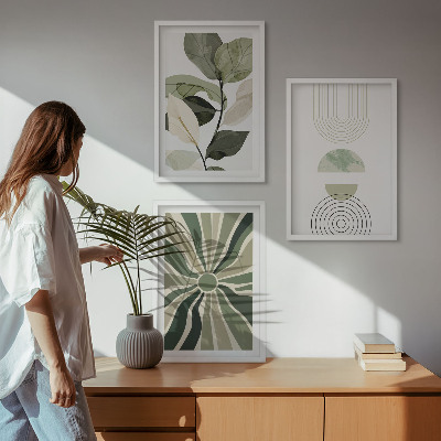 Billedvæg inspiration Plantemotiver, geometri, grønt
