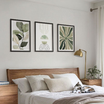 Billedvæg inspiration Plantemotiver, geometri, grønt