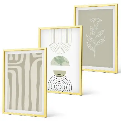 Geometriske plantemønstre triptykon med ramme