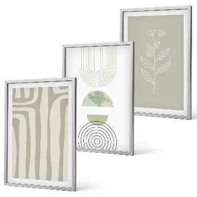 Geometriske plantemønstre triptykon med ramme