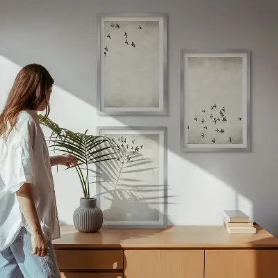Minimalistisk fuglemaleri inspiration til billedvæg