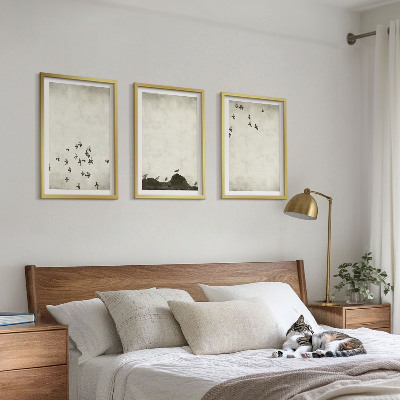 Billedsæt til soveværelset Fugle i flugt i minimalistisk stil