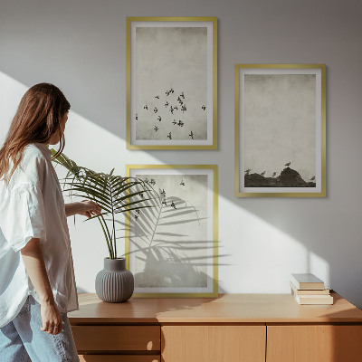 Billedsæt til soveværelset Fugle i flugt i minimalistisk stil