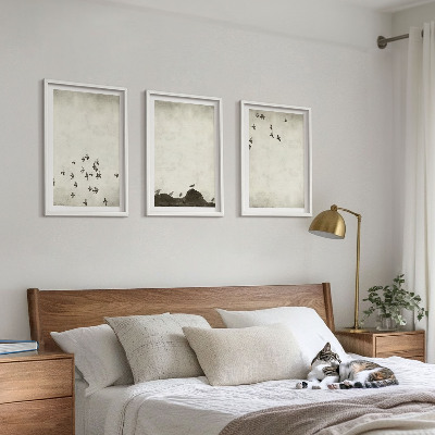 Billedsæt til soveværelset Fugle i flugt i minimalistisk stil