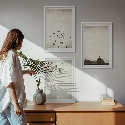 Billedsæt til soveværelset Fugle i flugt i minimalistisk stil
