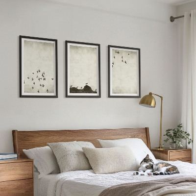 Billedsæt til soveværelset Fugle i flugt i minimalistisk stil
