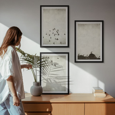 Billedsæt til soveværelset Fugle i flugt i minimalistisk stil