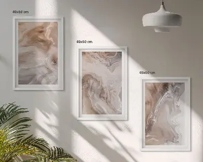 Abstrakt marmorsten triptykon billeder med ramme