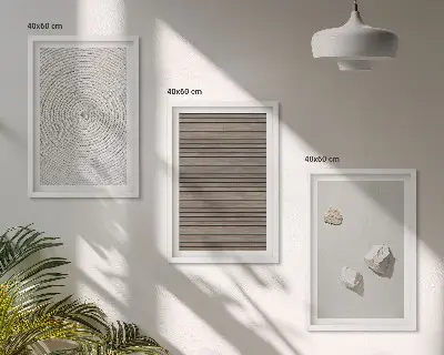 Billedsæt til soveværelset med naturinspirerede motiver af træ og sten