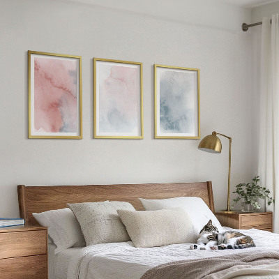 Billedsæt til soveværelset Pastel akvareller på lærred